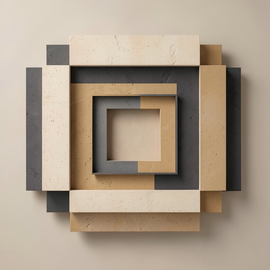 Matte Stone Nested Squares — nested squares in ochre, quiet arrangement