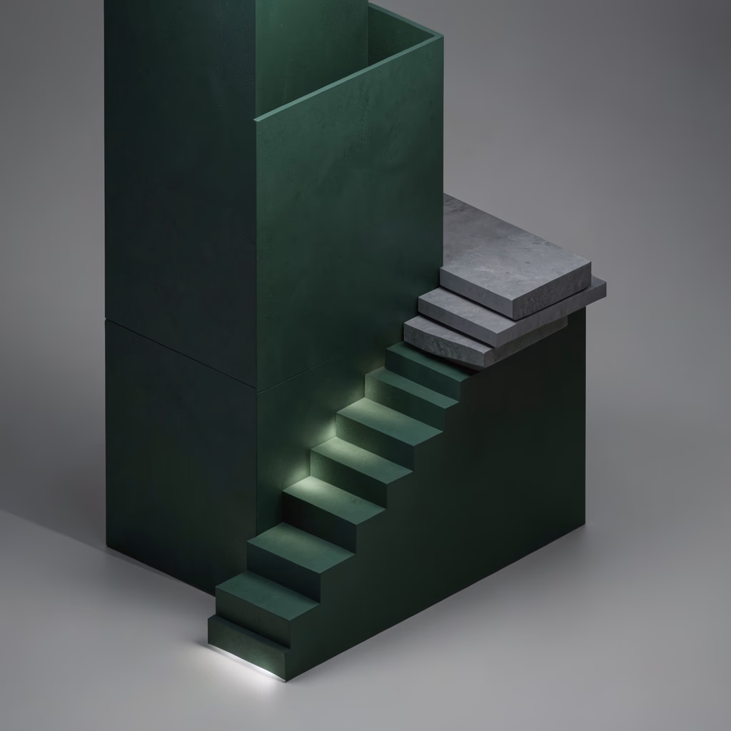 Break — A stepped cascade in Green.