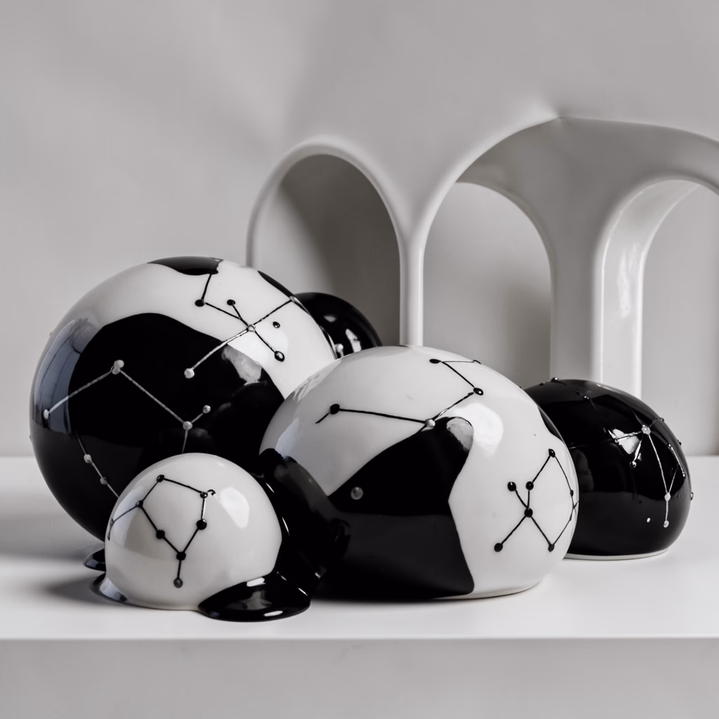 Balanced Black Marks — scattered marks in black, balanced arrangement