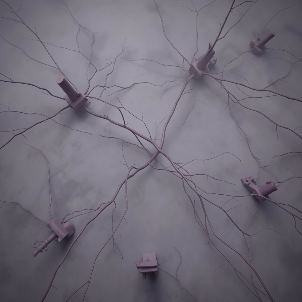 Experimental Violet Lines — branching lines in violet, sparse arrangement