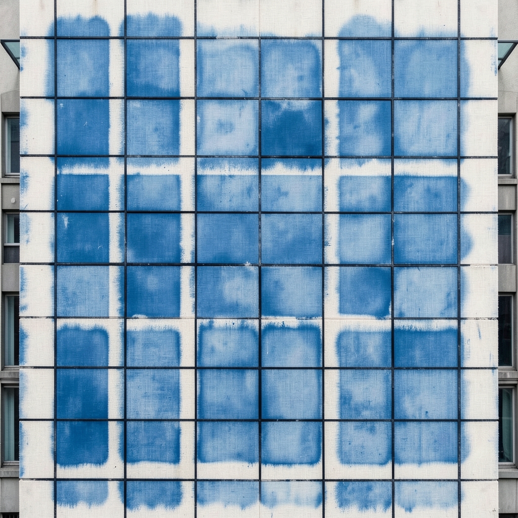 Surreal Facade Grid — facade grid in blue, sparse arrangement