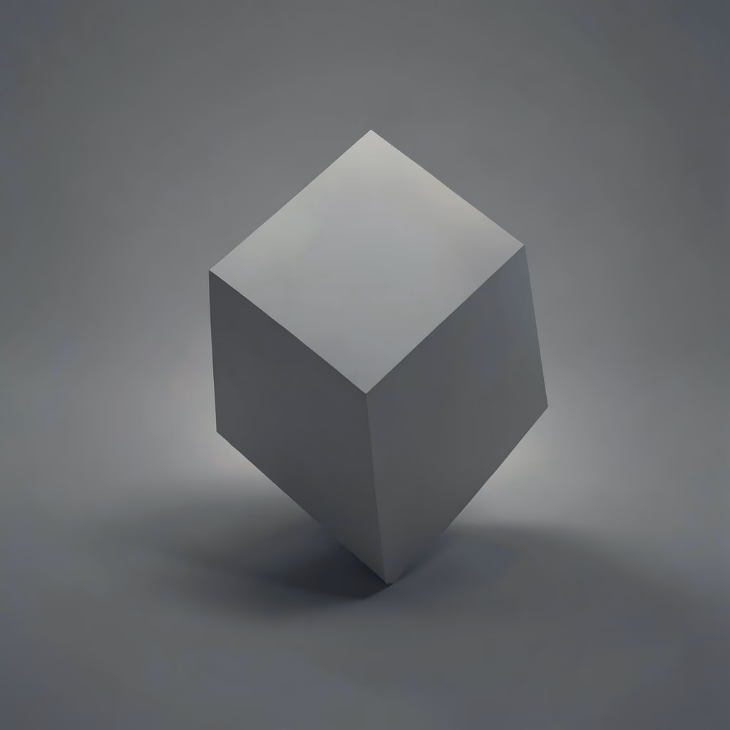 Weighted Mass — A large black square mass sits alone against a void, with a few smaller draped planes scattered around it.