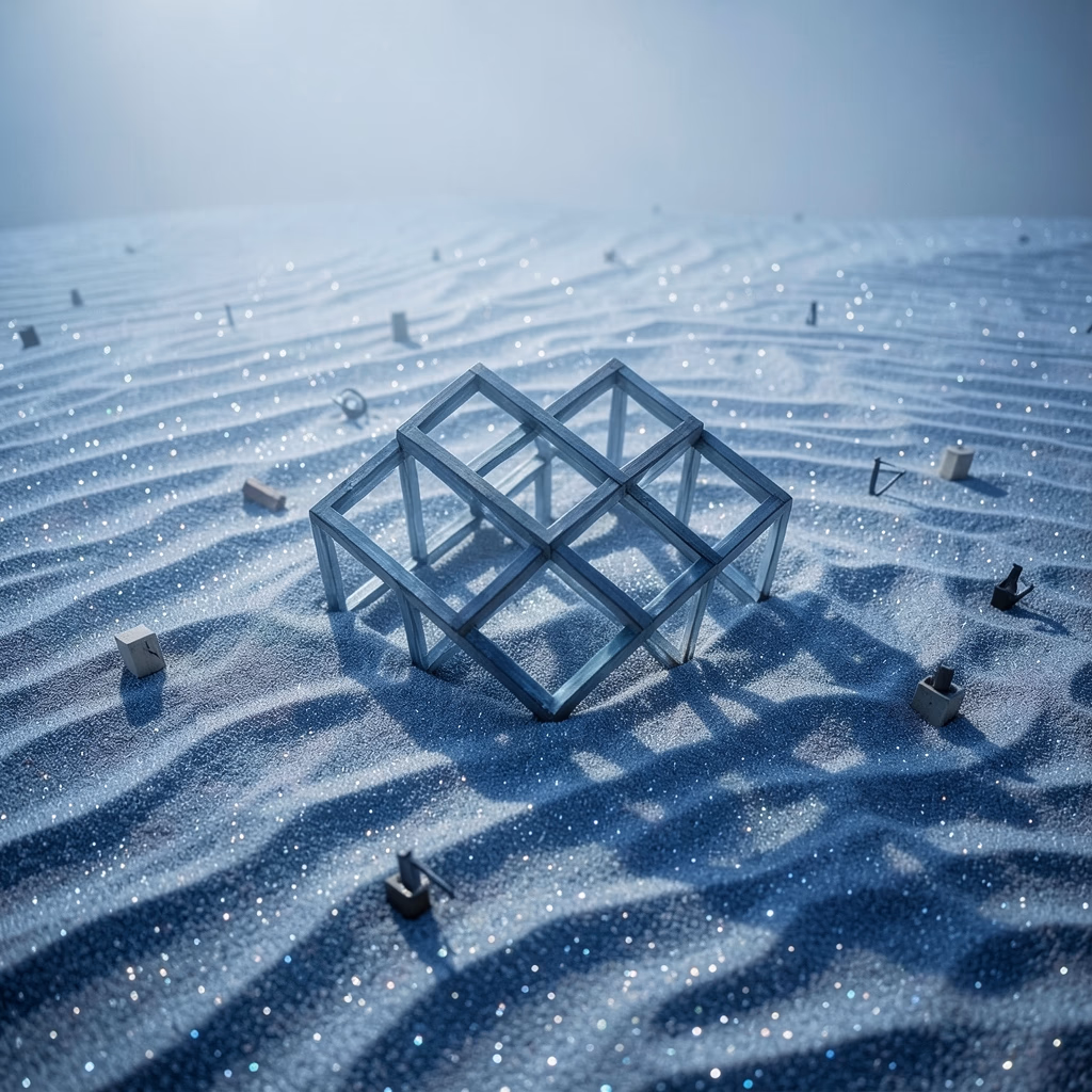 Surreal Blue Forms — impossible forms in blue, sparse arrangement