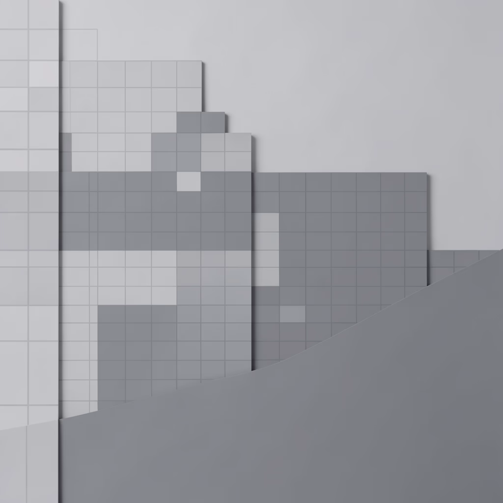 Balanced Broken Grid — broken grid in gray, balanced arrangement