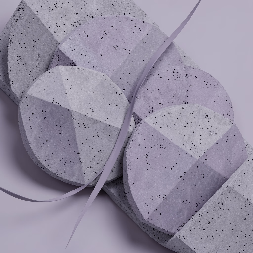 Concrete Prismatic Discs — prismatic discs in violet, centered arrangement