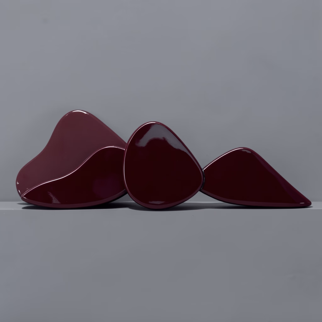 Enamel Soft Forms — soft forms in red, layered arrangement