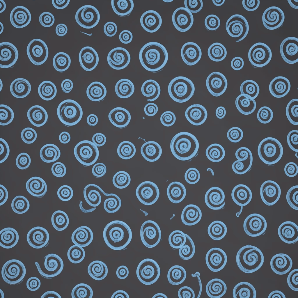 Blue Plates — spiral marks in blue, layered arrangement
