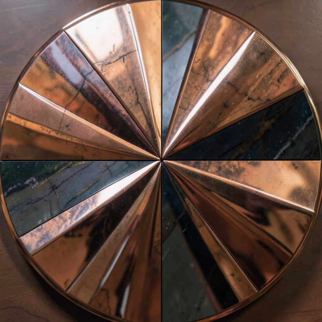 Necklace from Europa — radial form in black, balanced arrangement