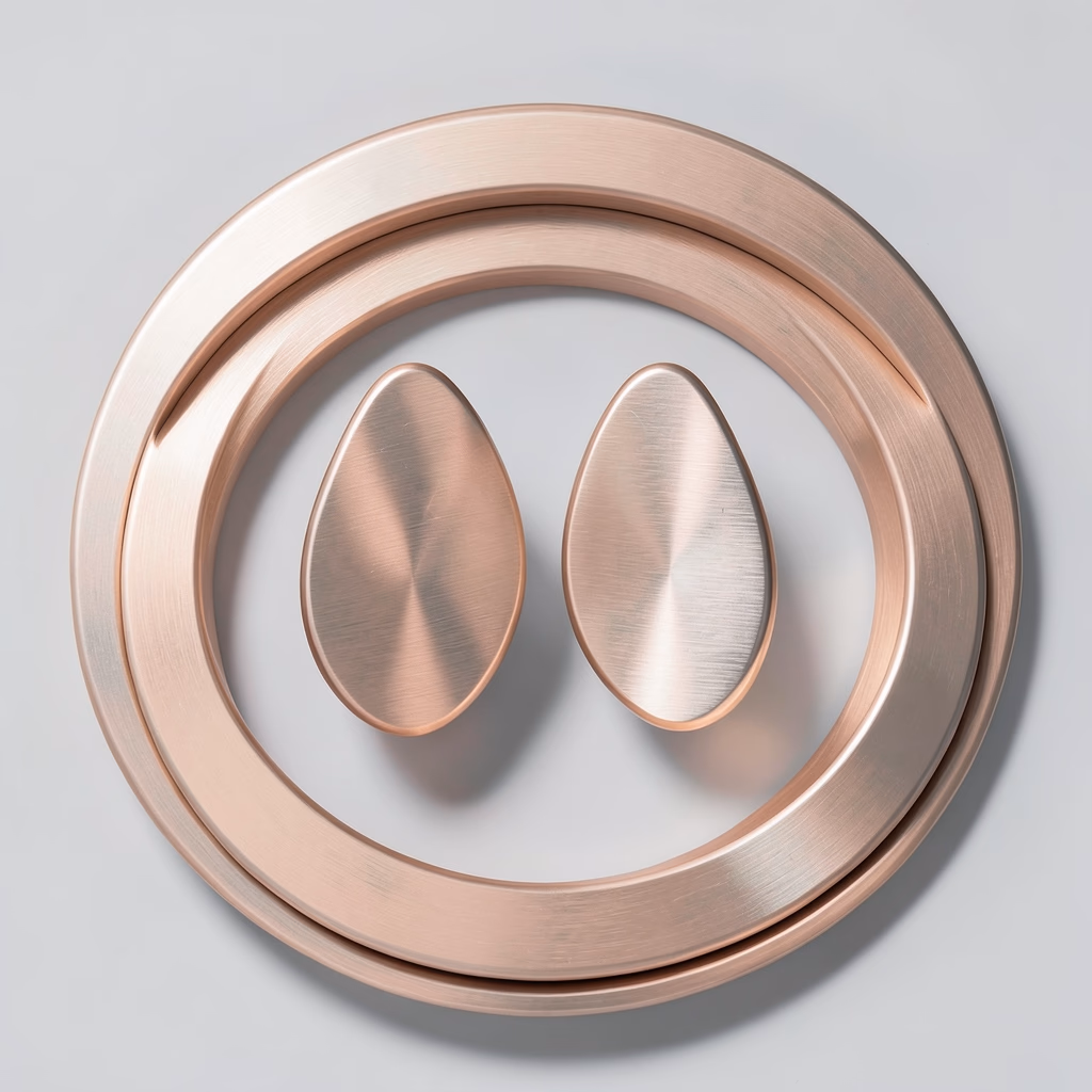 Putty — curved bands in rose, sparse arrangement