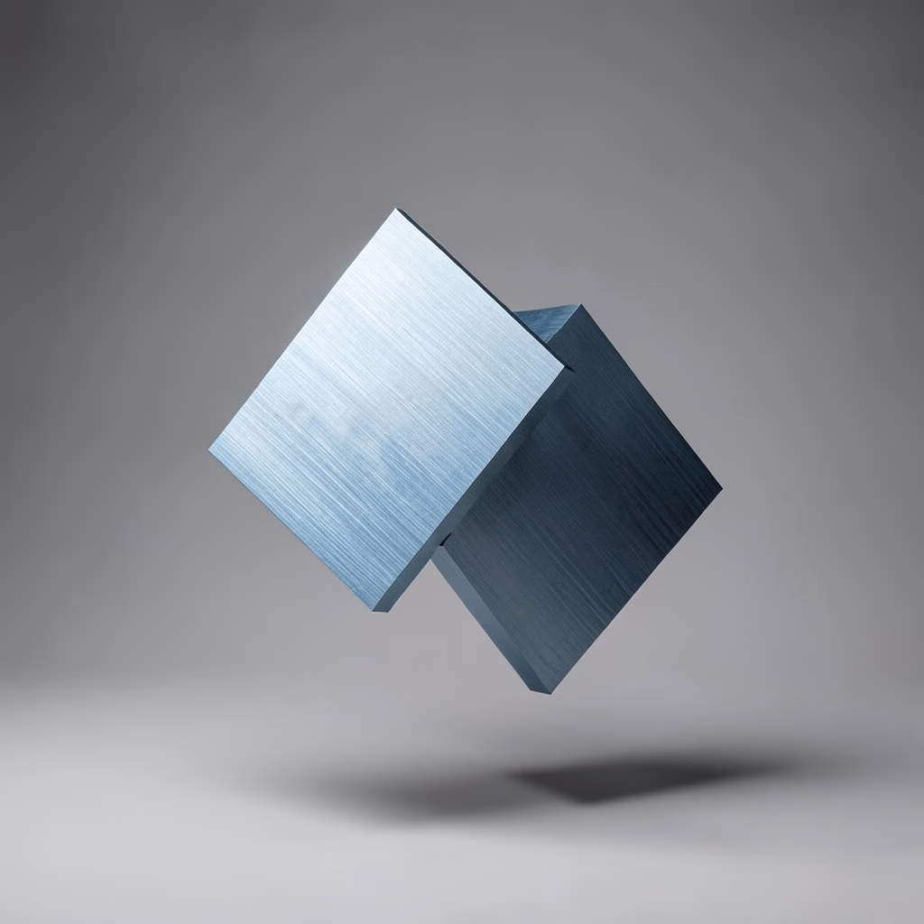 Frozen Gesture — stacked slabs in blue, sparse arrangement