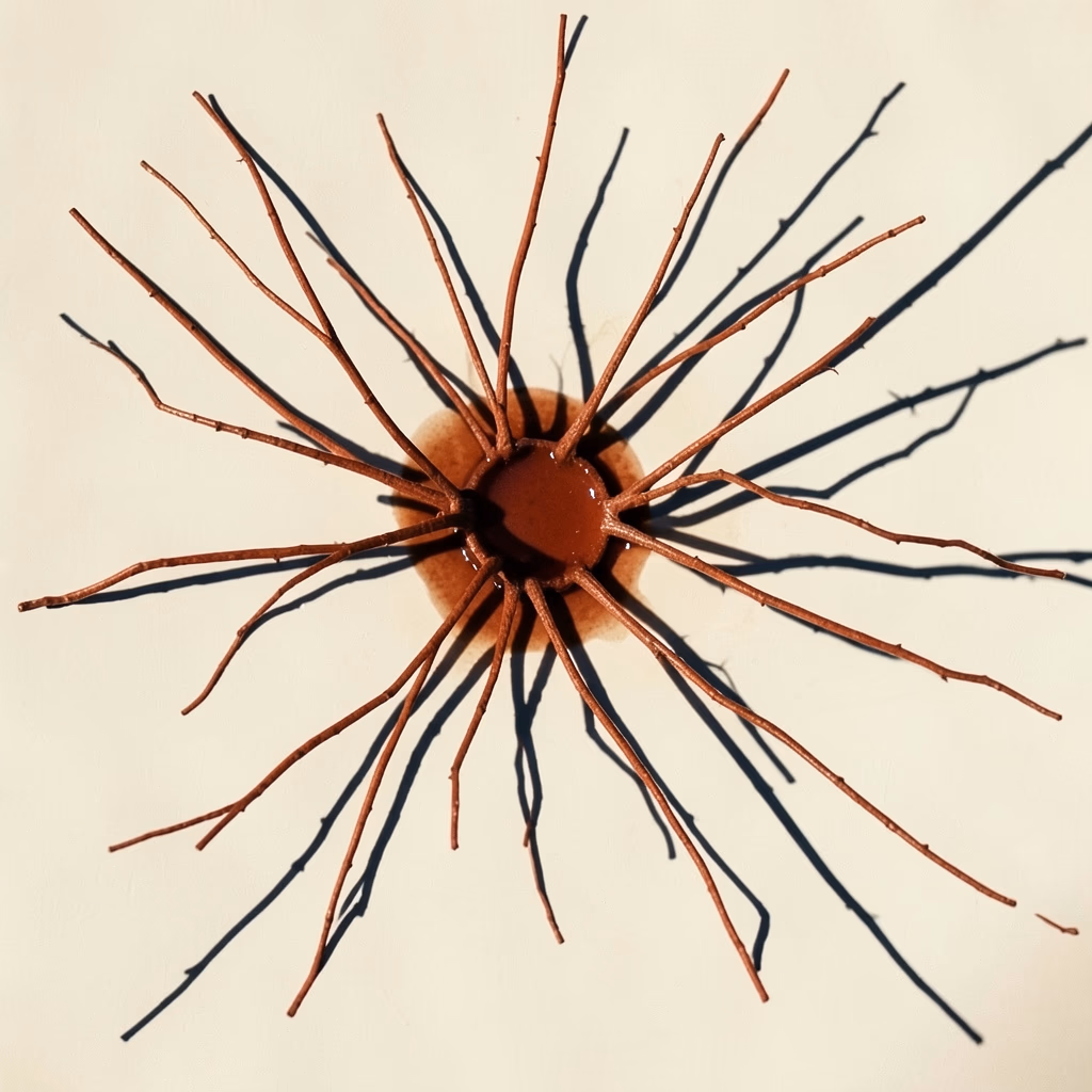 Filaments — branching lines in red, centered arrangement