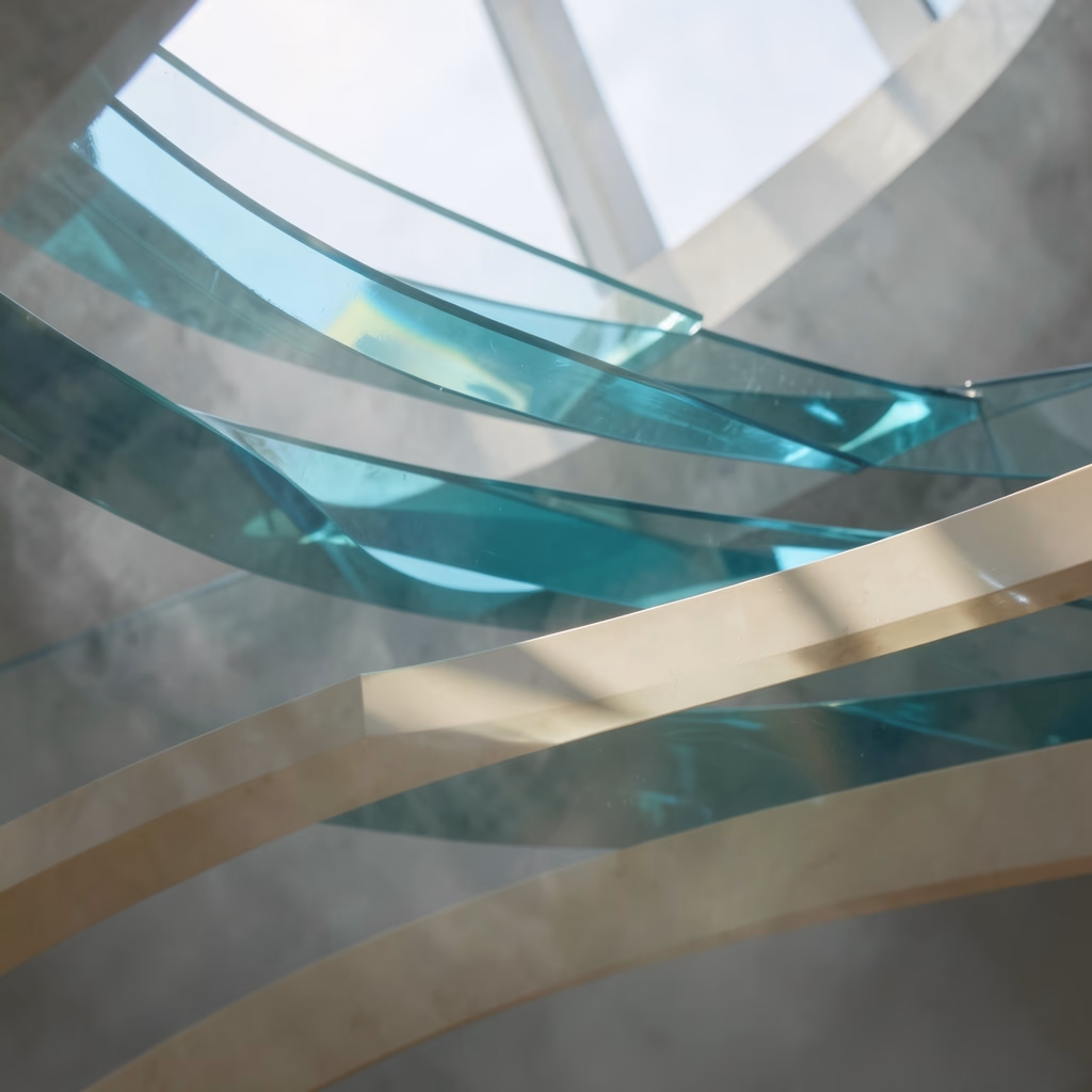 Glass — parallel bands in white, dense arrangement