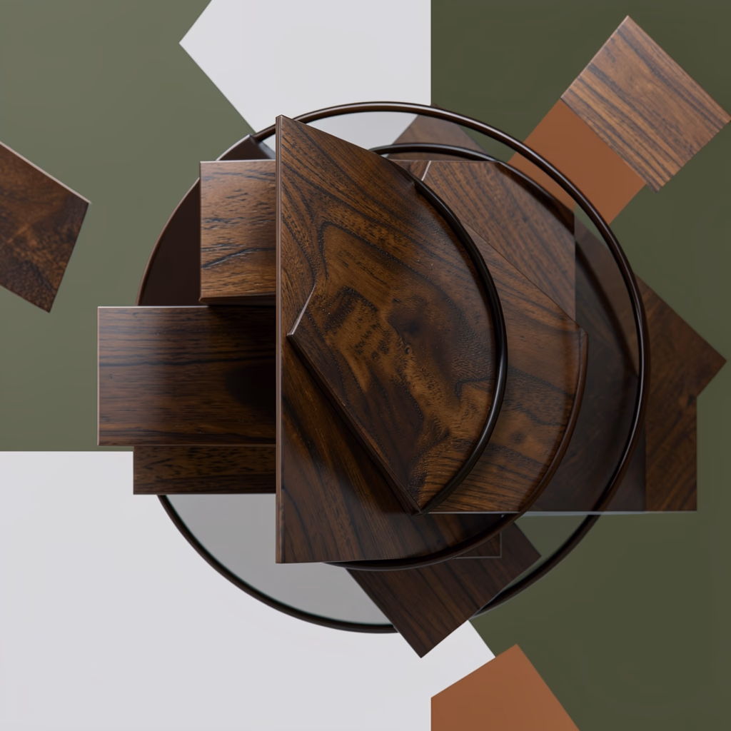 Rectangles — circular forms in red, dense arrangement