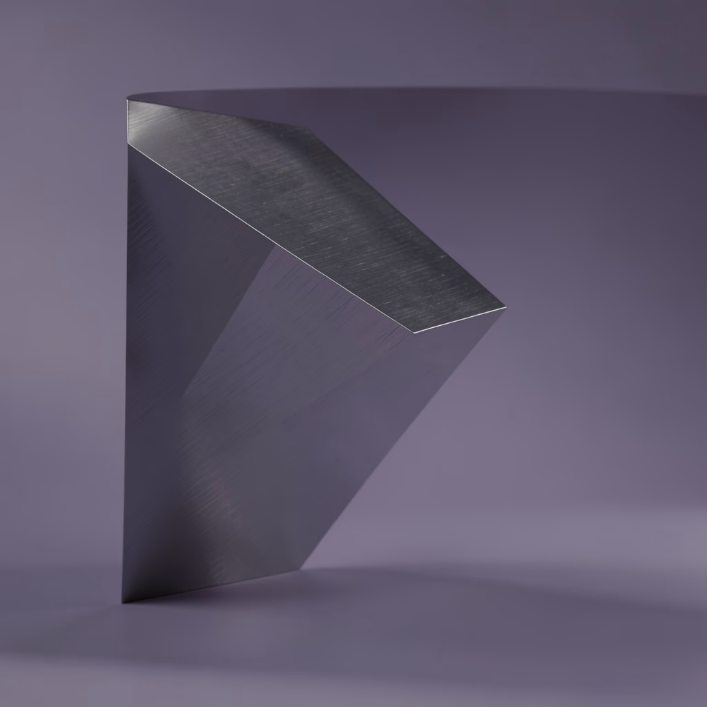 Aluminum — impossible forms in violet, symmetrical arrangement