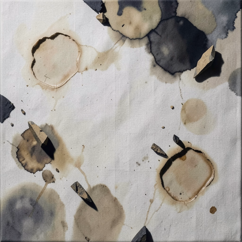 Pools — stained pools in ochre, scattered arrangement