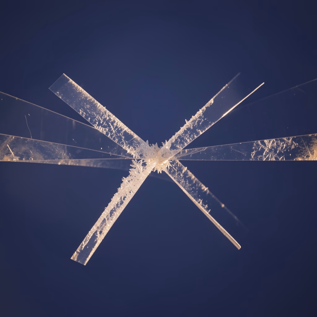 Structure — radial form in blue, sparse arrangement
