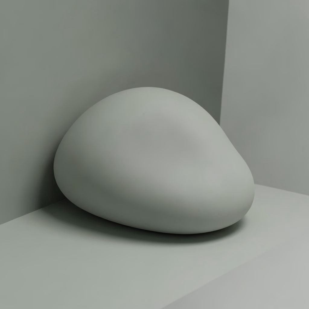 Volumes — soft forms in green, balanced arrangement