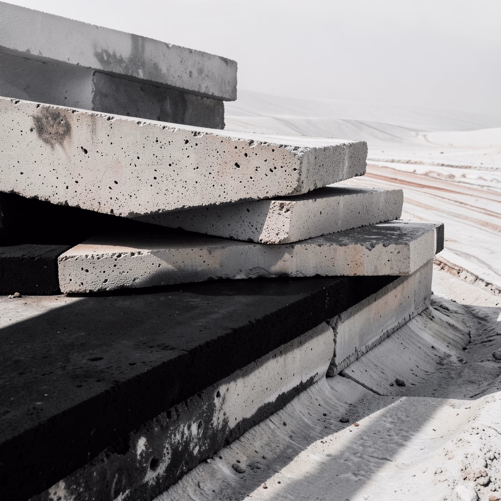 Concrete — stacked slabs in black, sparse arrangement