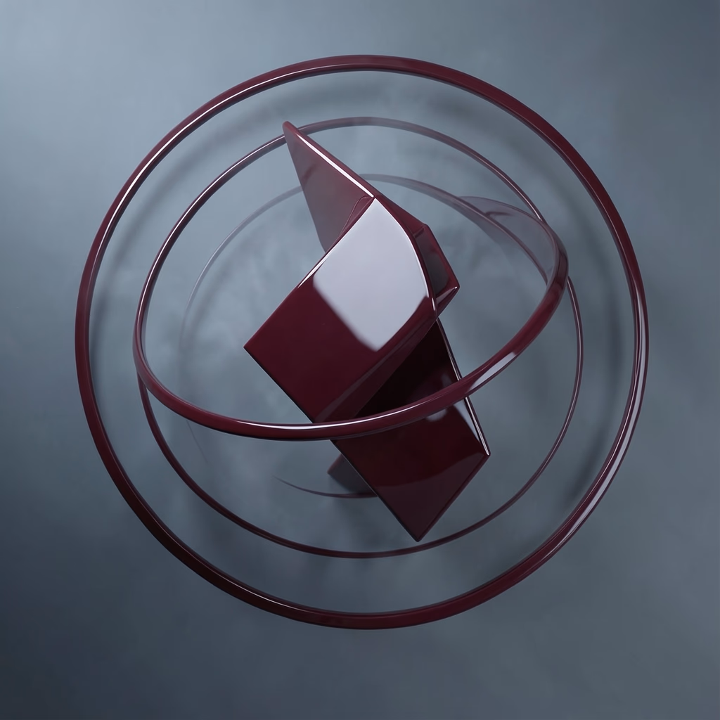 Reflective — curved bands in red, sparse arrangement
